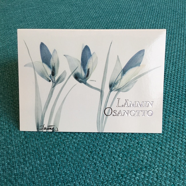 Pikkukortti Siniset kukat, Original Birgit Marttinen, Lämmin osanotto